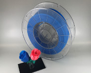 青いフィラメントと3Dプリンターで造形した造花 - 様々な素材のフィラメントを販売「ホッティーポリマー株式会社」
